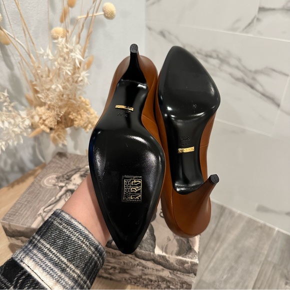 New SIZE 9.5 US / 39.5 EU Gucci Brown Leather Almond Toe Classic Pump Shoes - Picture 6 of 10